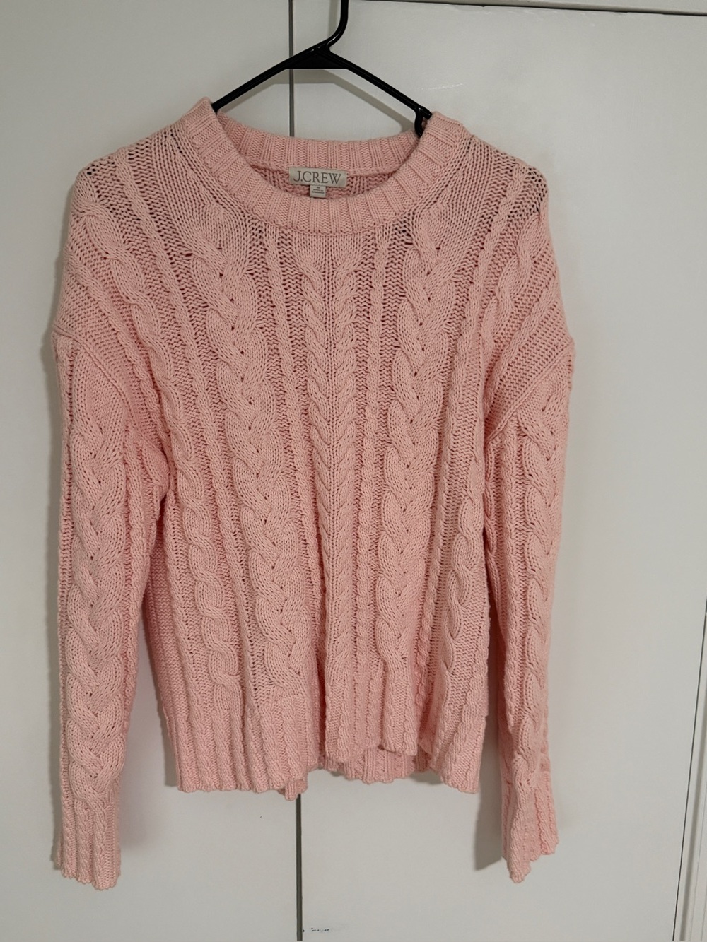 J. Crew Pastel Pink Cable Knit Crewneck Sweater (current season)